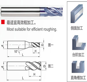 四刃直柄平头波形立铣刀